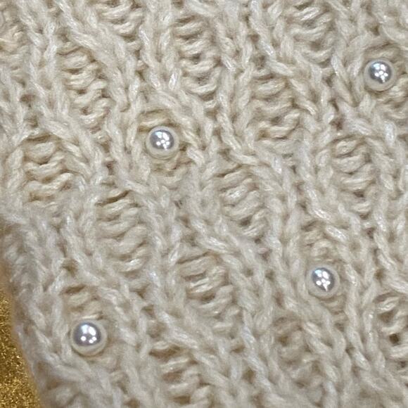 Betsey Johnson Soft Knit Ivory Cowl Infinity Scarf w/ Pearl Beads IMMACULATE - Picture 9 of 10